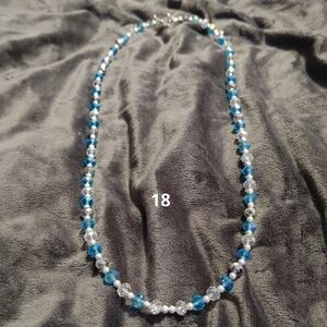 Elegant Blue and Silver Beaded Necklace